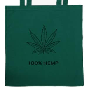 HGG1003-02 hemp go green tote bag with black hemp-leaf design